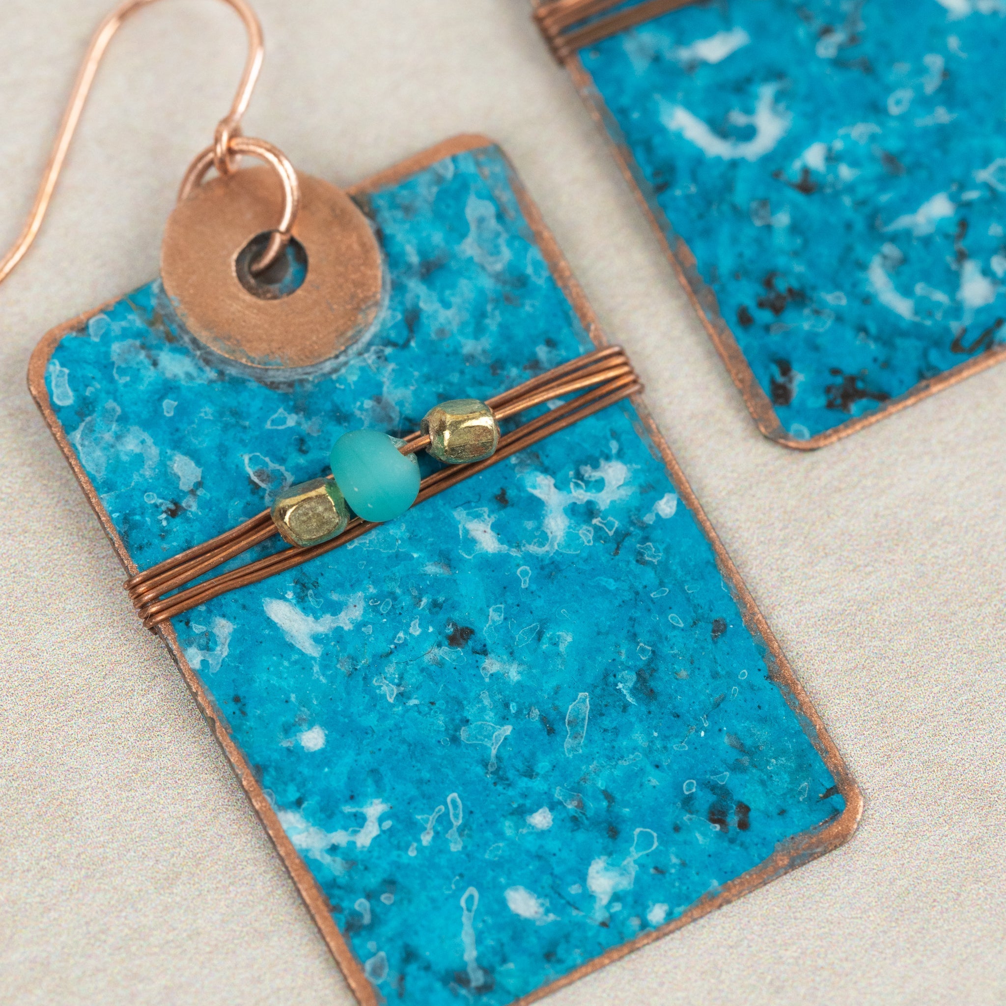 "Meena" Turqoise and Brass Earrings