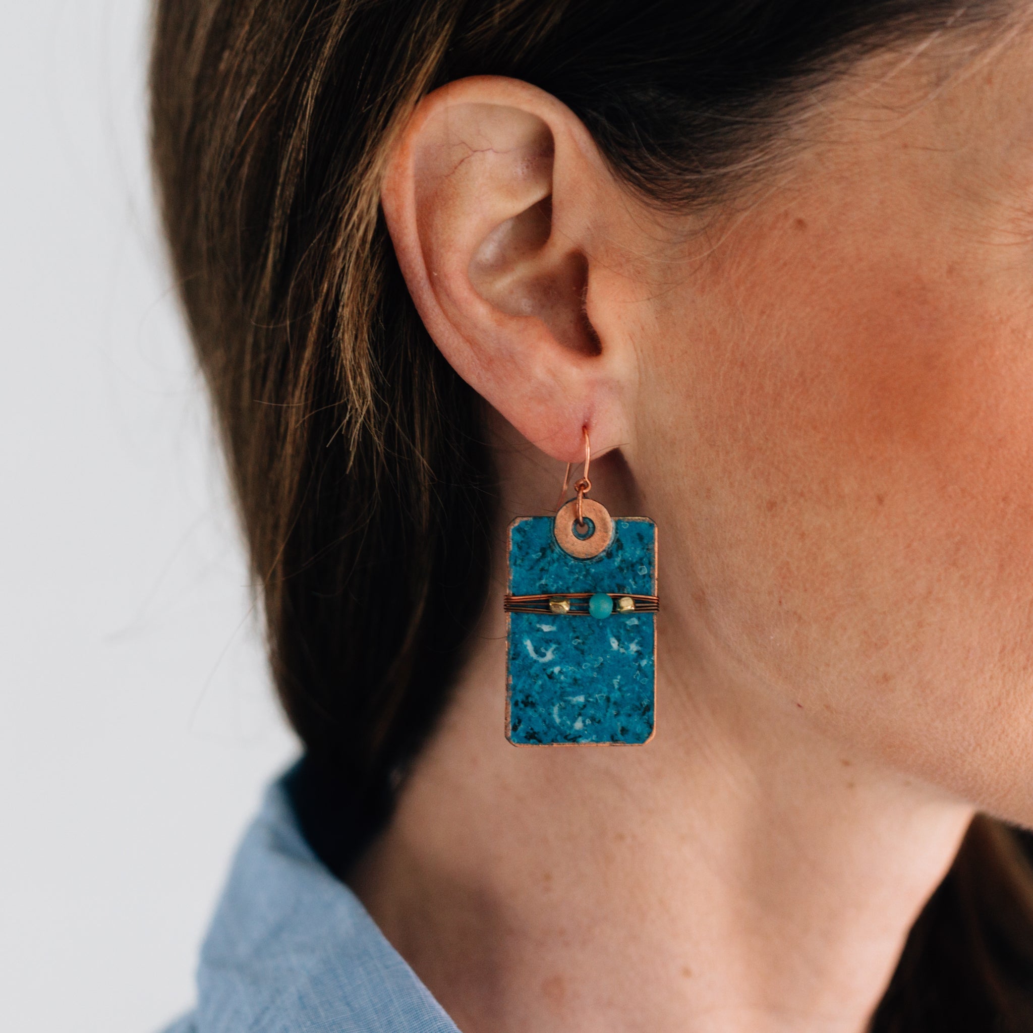 "Meena" Turqoise and Brass Earrings