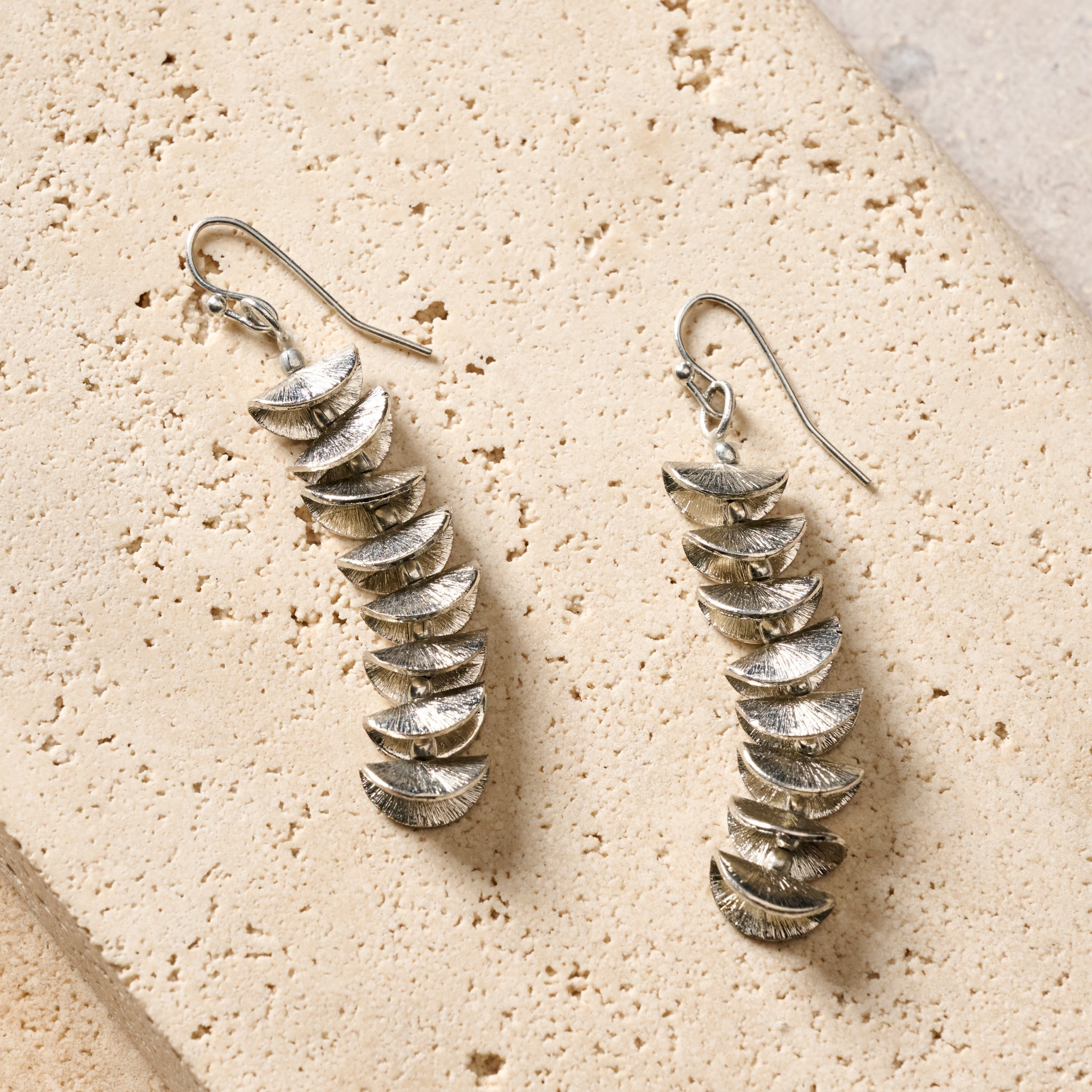 "Tarra Stacked" Silver Dangle Earrings