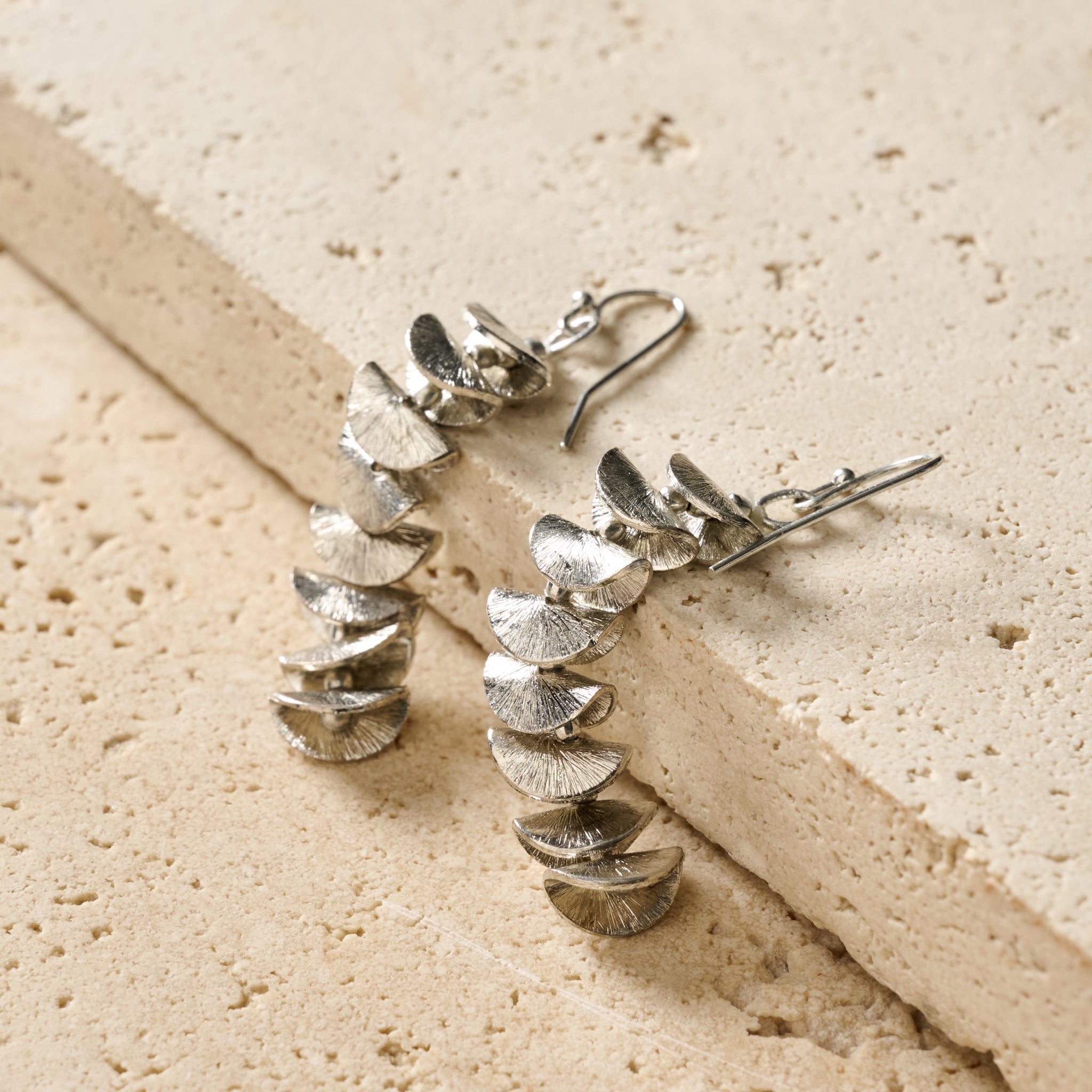"Tarra Stacked" Silver Dangle Earrings