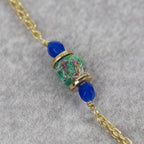 Necklacelong bead br/sari/glss 43L br/grn/blu