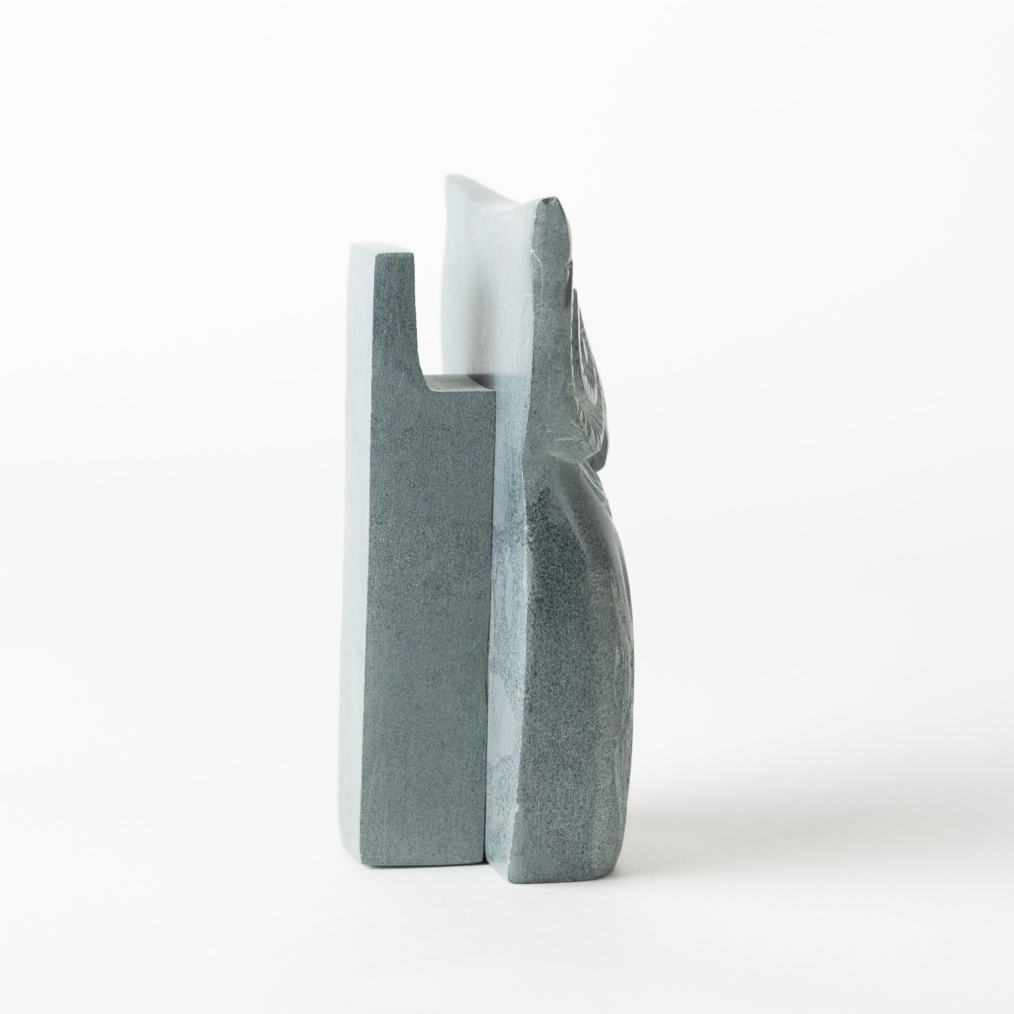 Eyeglass holder owl palewa stone 2.5Wx4.5H gray