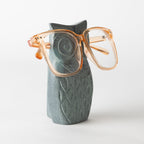 Eyeglass holder owl palewa stone 2.5Wx4.5H gray