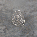 Ring cuff floral cutout brass adj silver