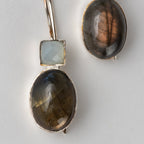 Earrings dngl sq/ovl strlg silv/stn 1.5L silv/gray