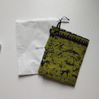 Bag baitk kantha stitch cotton 10Wx6.5H green/blk