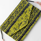 Bag baitk kantha stitch cotton 10Wx6.5H green/blk