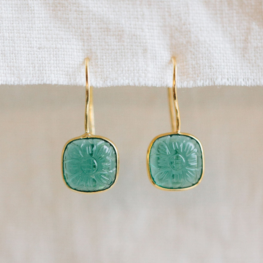 "Lalita" Blue Daisy Dangle Earrings