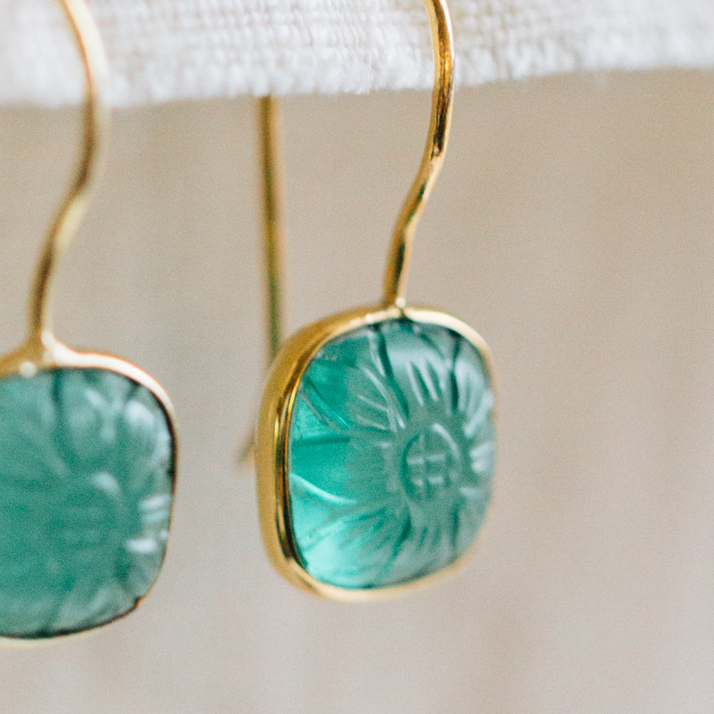 "Lalita" Blue Daisy Dangle Earrings