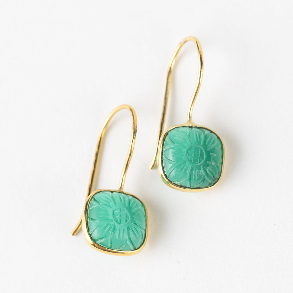 "Lalita" Blue Daisy Dangle Earrings