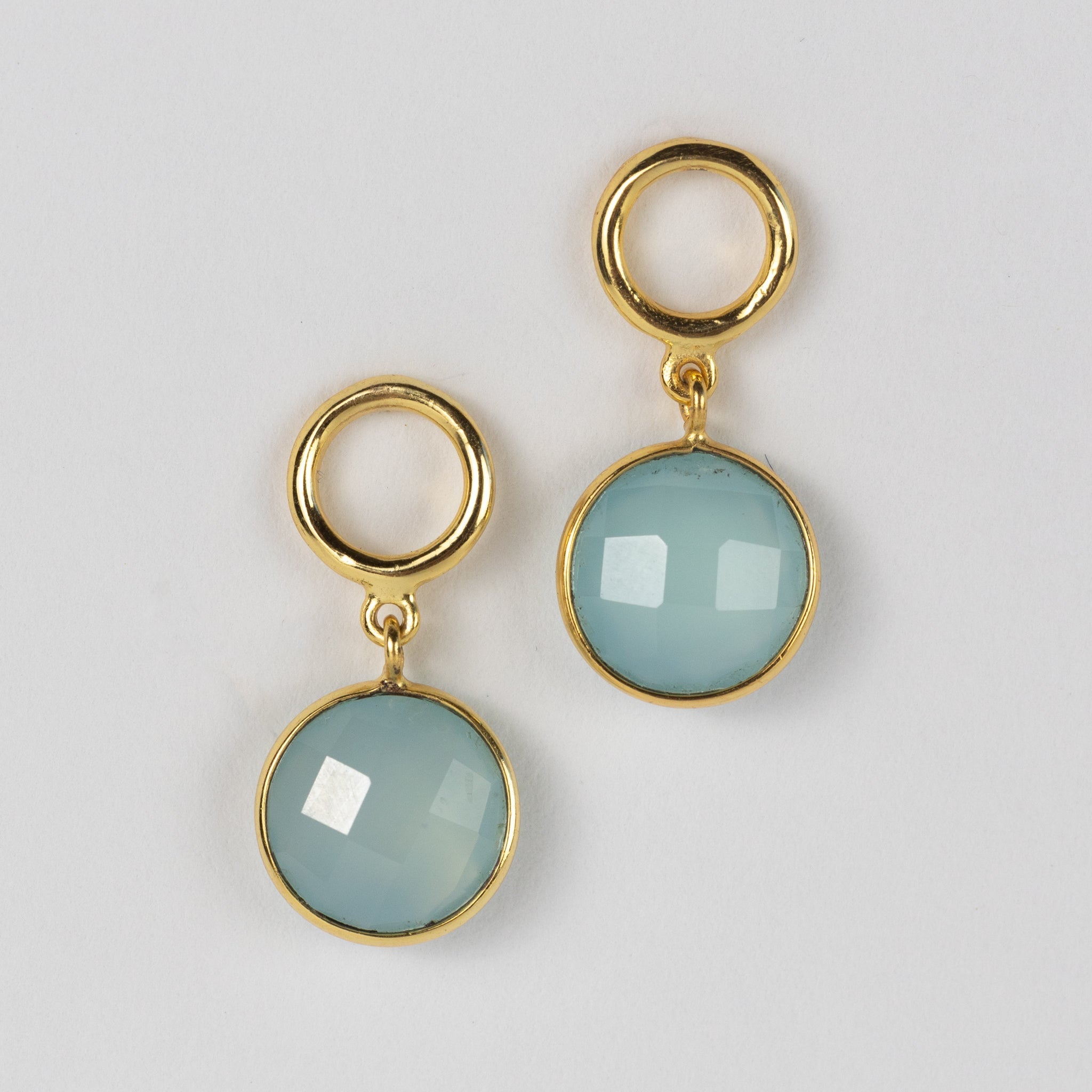 "Sona" Chalcedony Blue Gem Drop Earrings