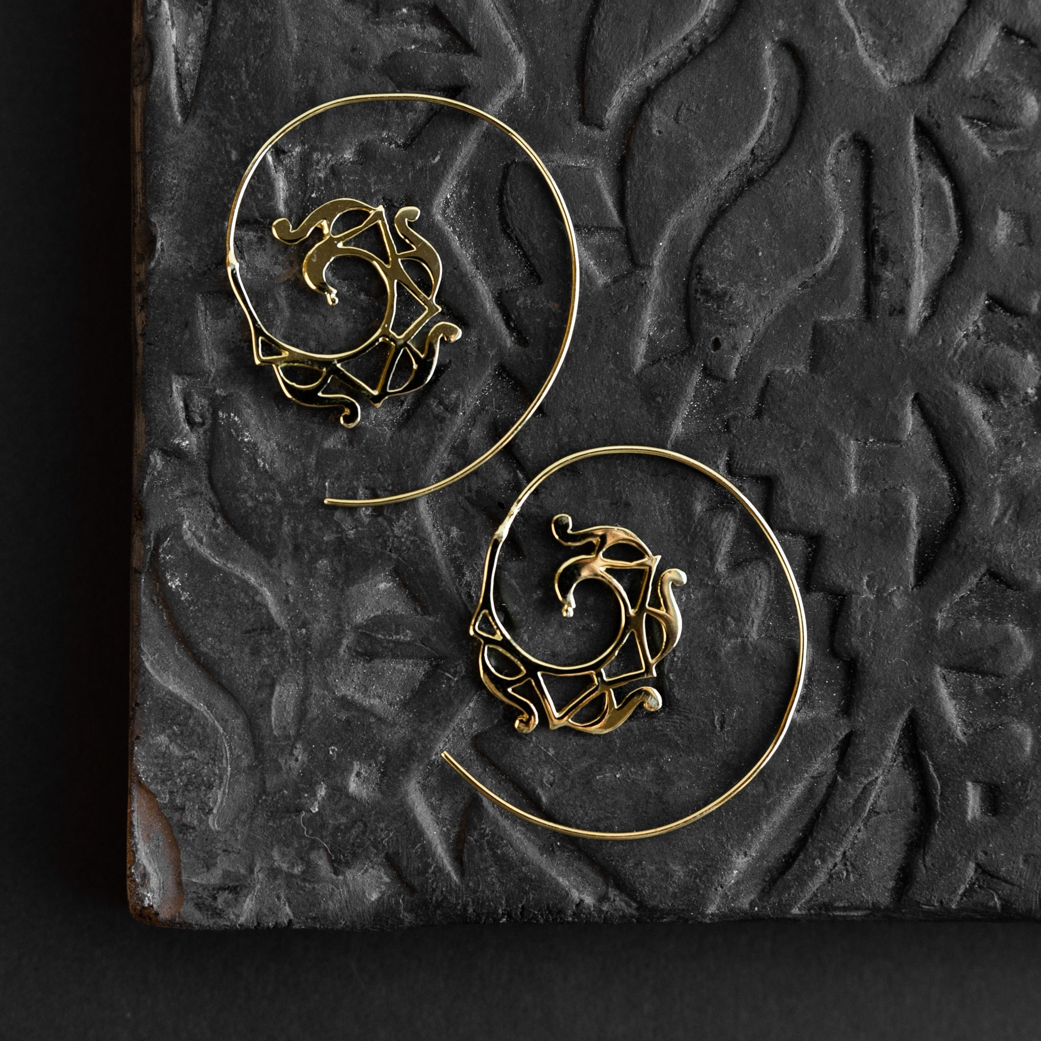 "Katani" Gold Swirl Hoop Earrings