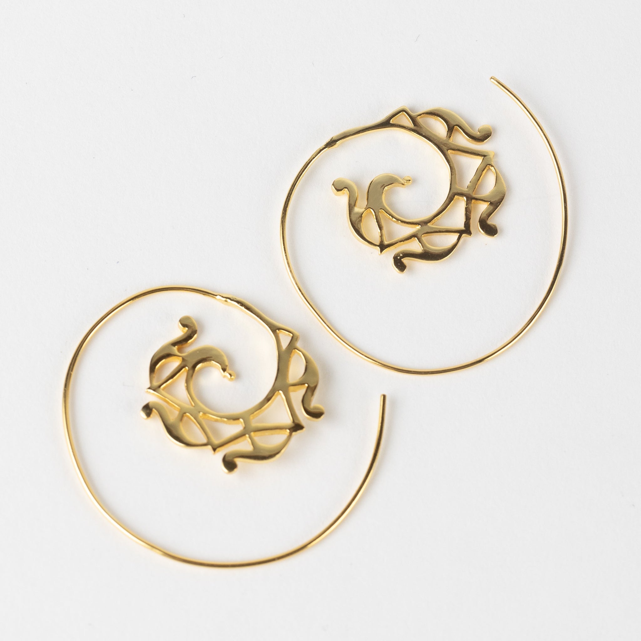"Katani" Gold Swirl Hoop Earrings