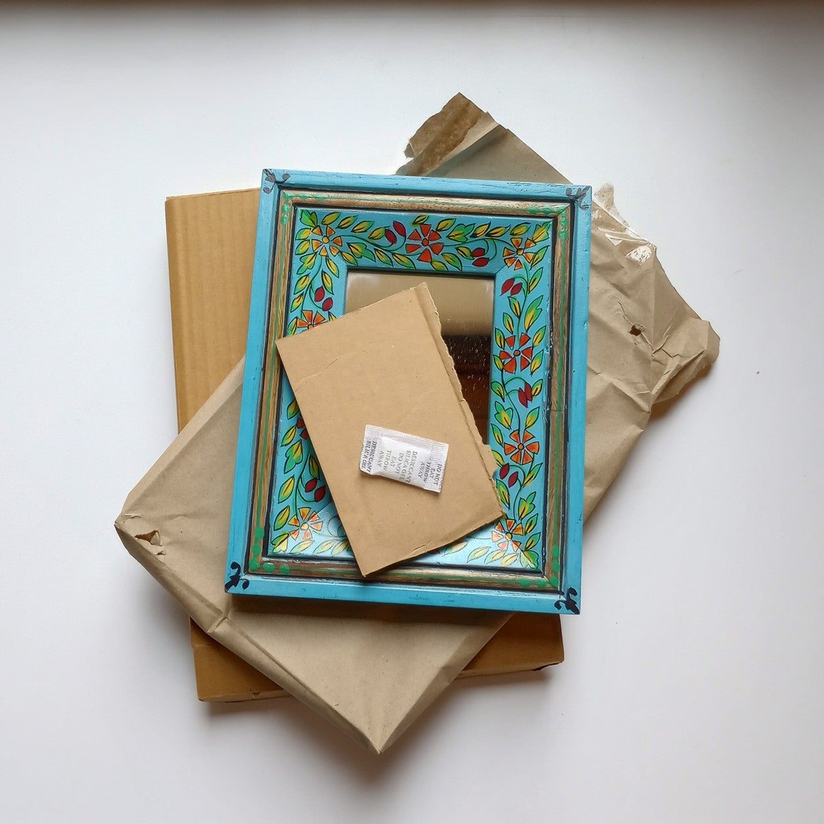 Mirror pntd flrl mango wd 9.5Wx7.5H blu/grn/red