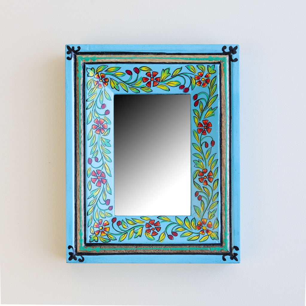 Mirror pntd flrl mango wd 9.5Wx7.5H blu/grn/red