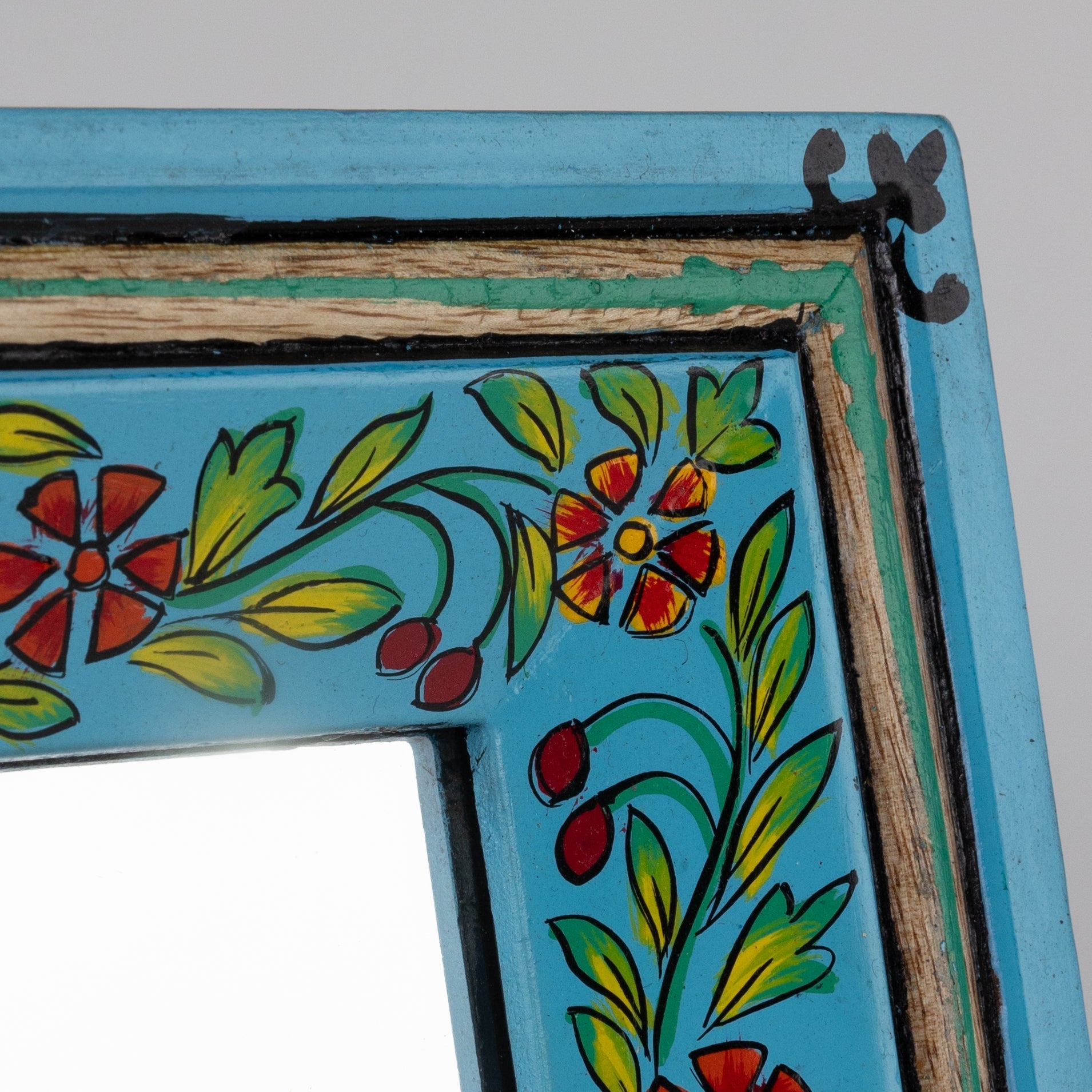 Mirror pntd flrl mango wd 9.5Wx7.5H blu/grn/red