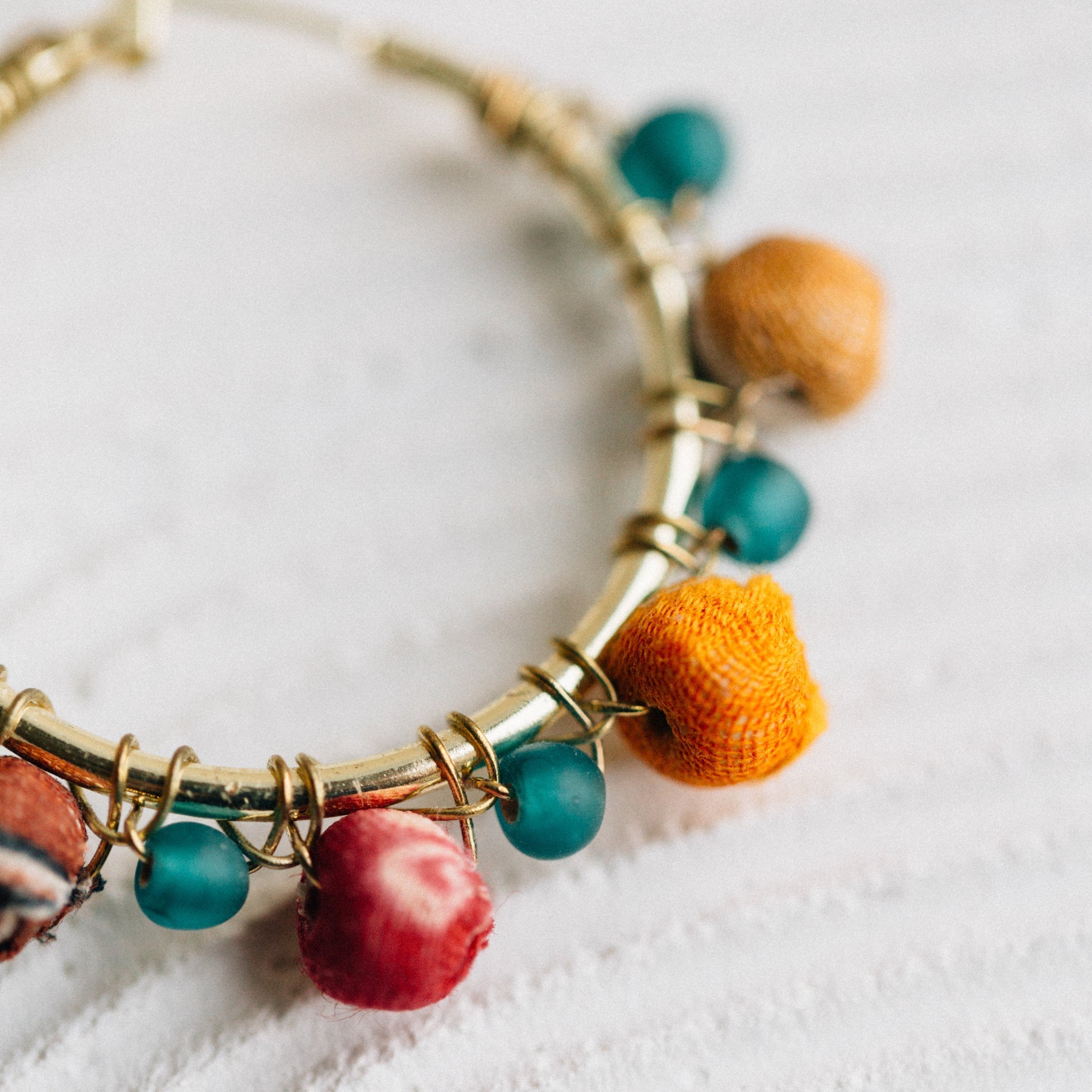 "Akku" Sari Bead Hoop Earrings