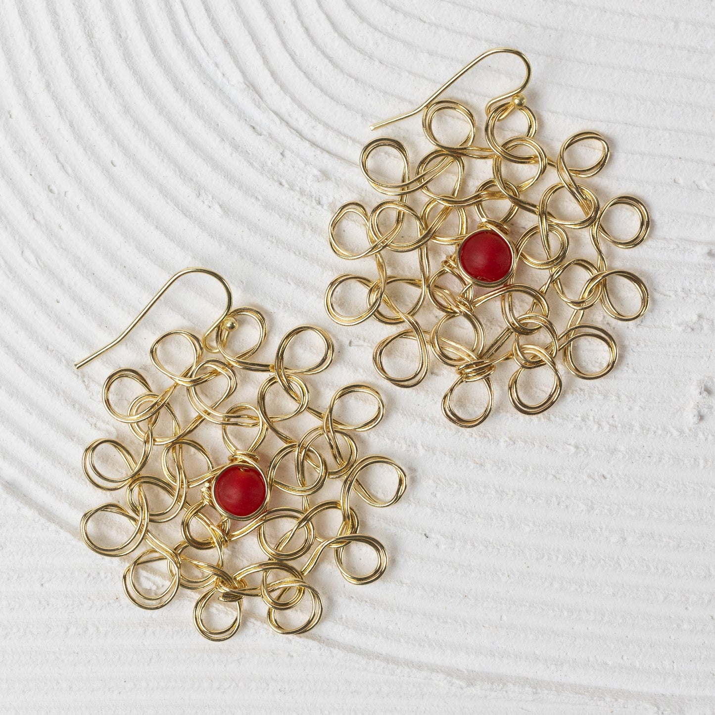 Gold Filigree with Orange Glass center "Maanika" Earrings*^