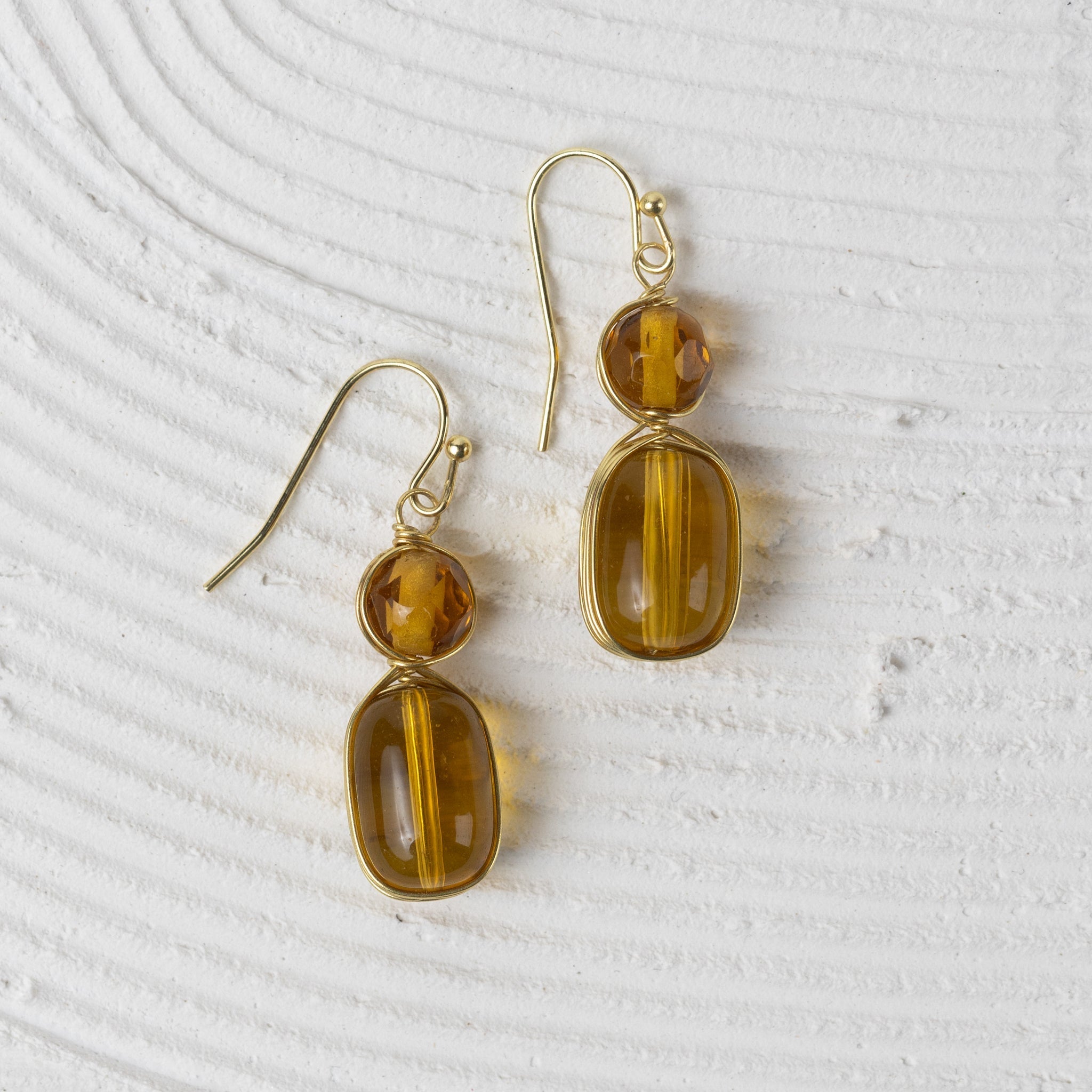 Amber Glass Drop Earrings^