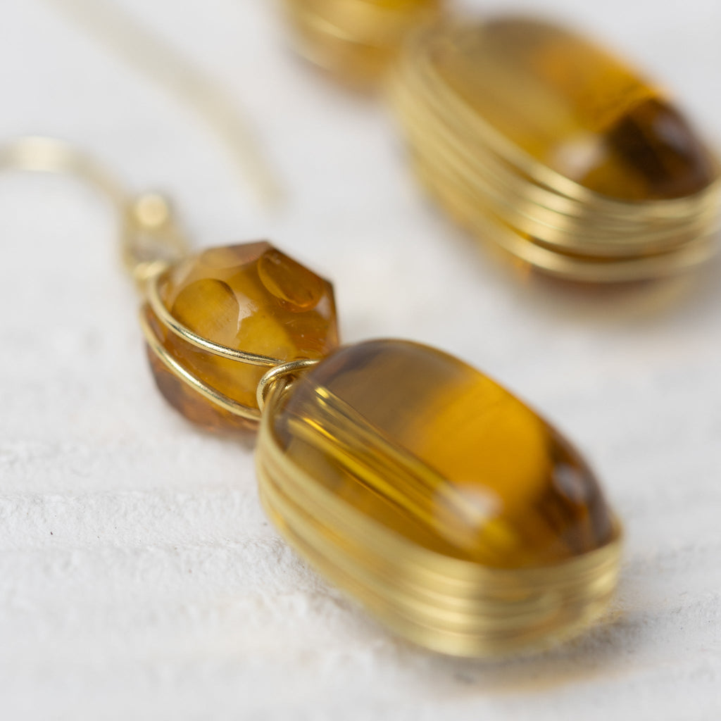 Amber Glass Drop Earrings^