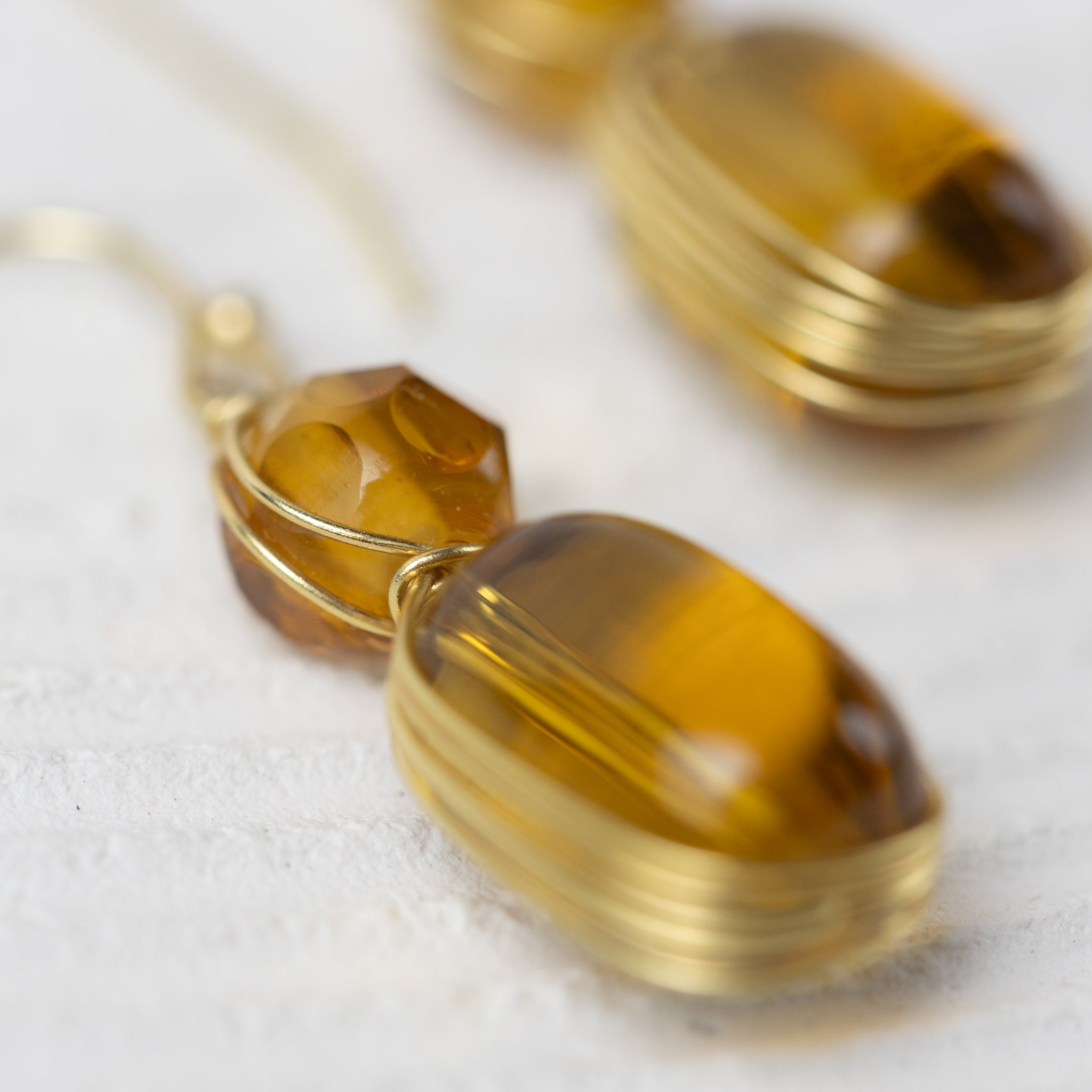 Amber Glass Drop Earrings^