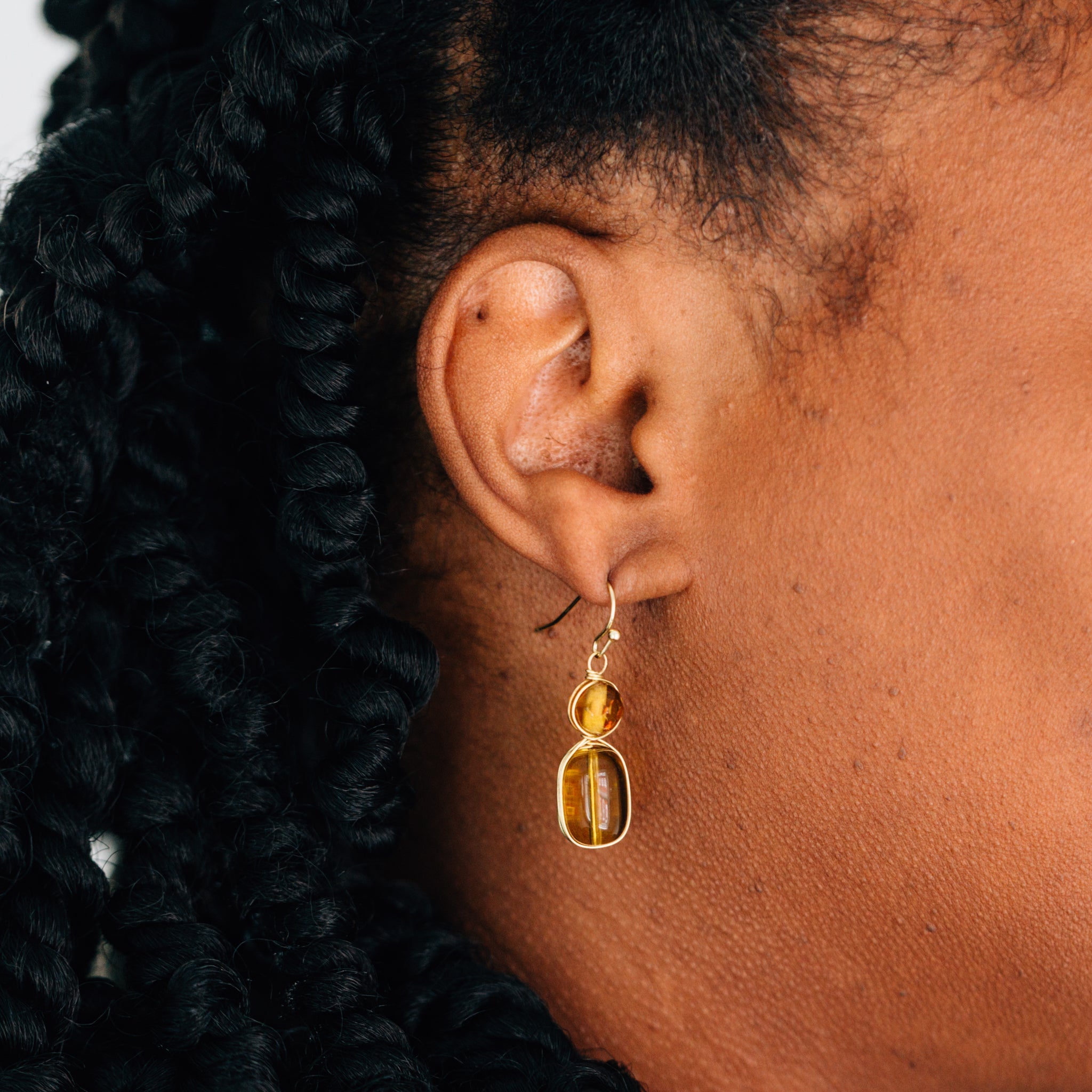 Amber Glass Drop Earrings^