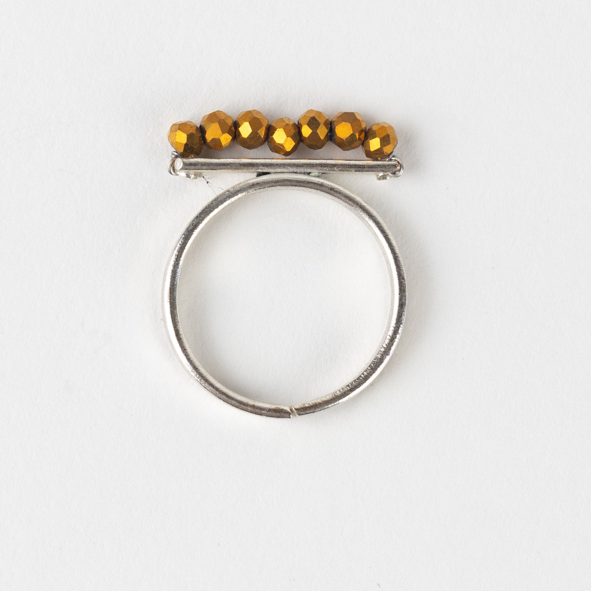 Ring bar of beads M/3 brss/glss .65D silver/gold