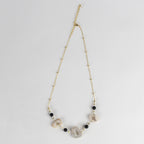 Necklace gro druzy st/glss/brss 22L ivry/gry/brss