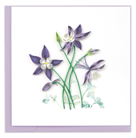 Quilled Greeting Card, "Columbine Flowers"