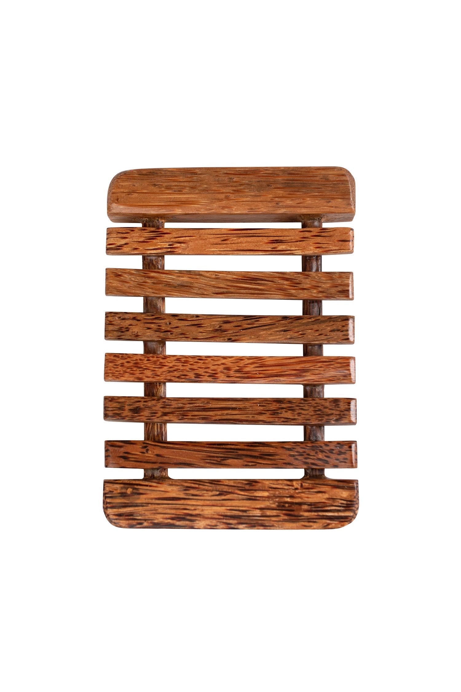 Soap dish slatted coconut wood 6Lx4W brown