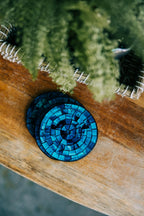 Coasters set/4 waters mosaic MDF/glass 4D blu/blk