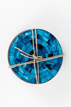Coasters set/4 waters mosaic MDF/glass 4D blu/blk