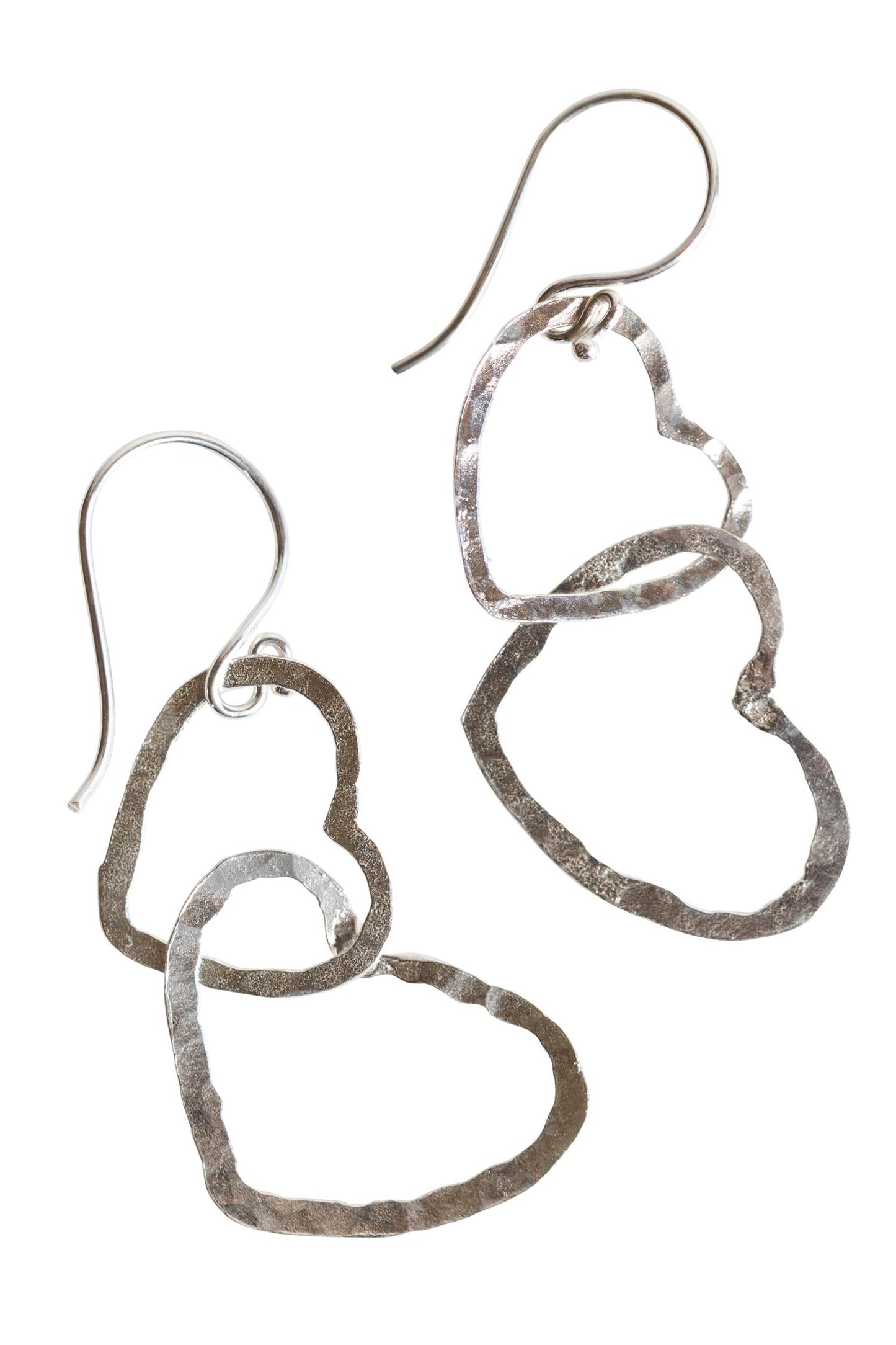 Earrings connected hearts sterling 2L silv