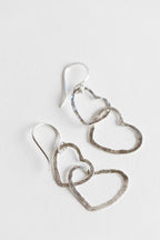 Earrings connected hearts sterling 2L silv