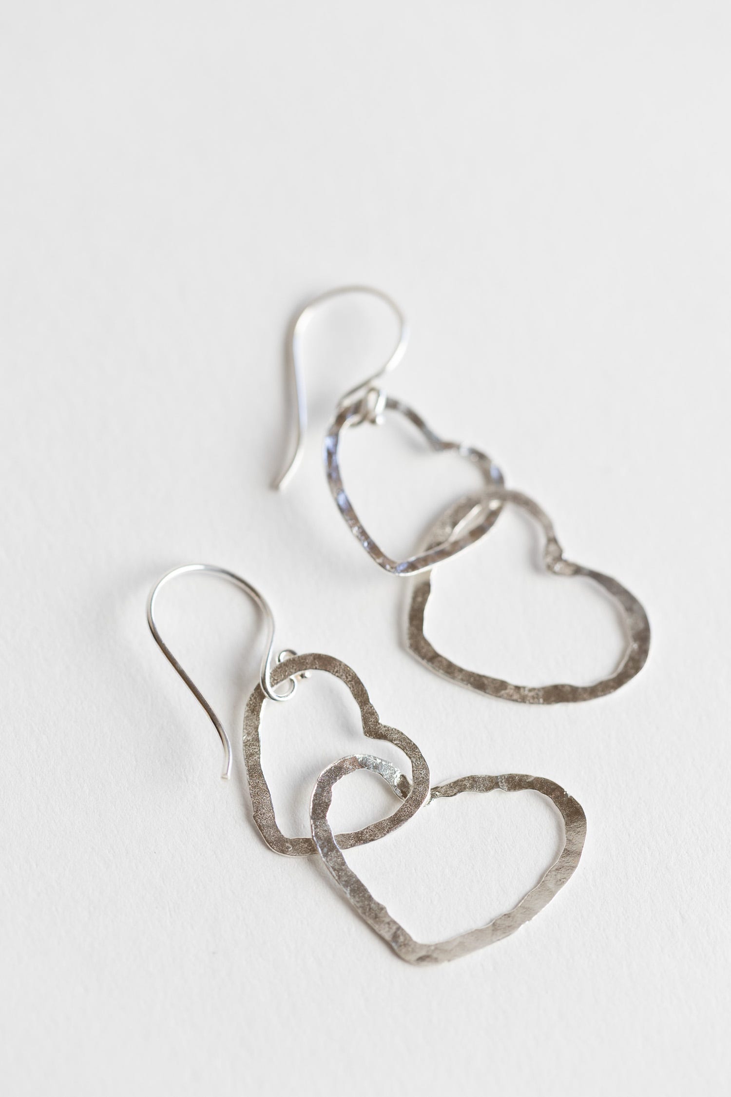 Earrings connected hearts sterling 2L silv