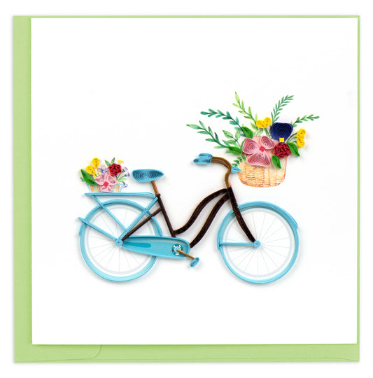 Quilled Greeting Card, "Bicycle & Flower Basket"