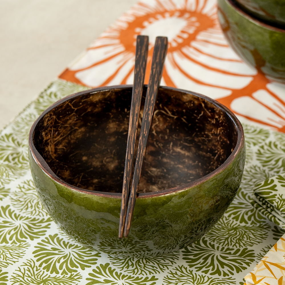 Chopsticks, Palm Wood in Fabric Wrap