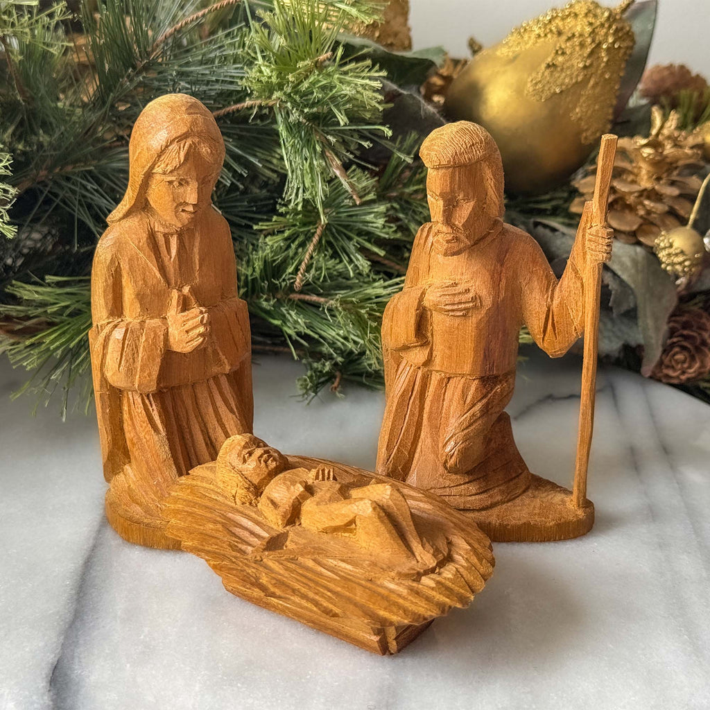 Hand-carved Olive Wood Nativity Set of Three from Kenya