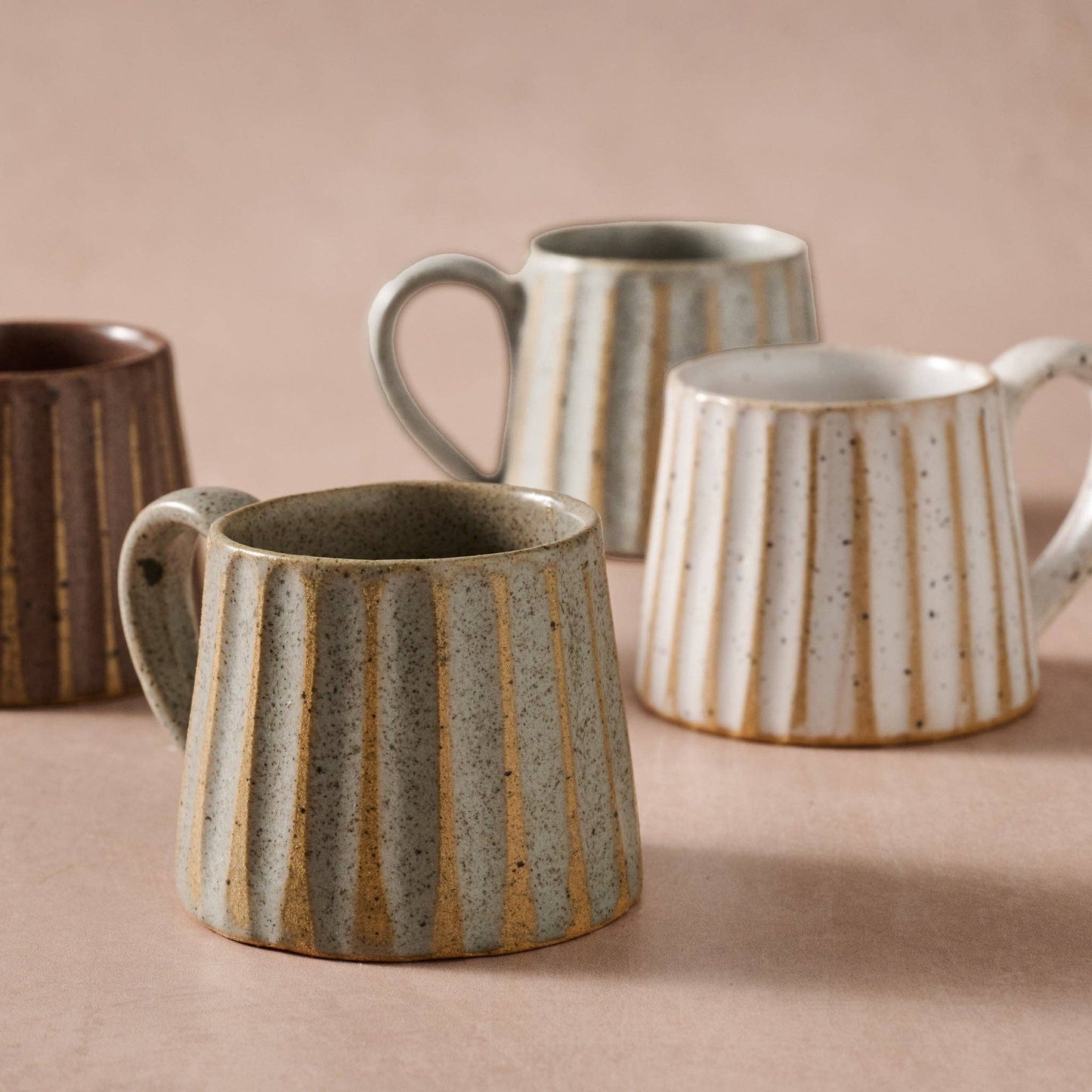 Sundara Conical Fluted Ceramic Espresso Mugs^