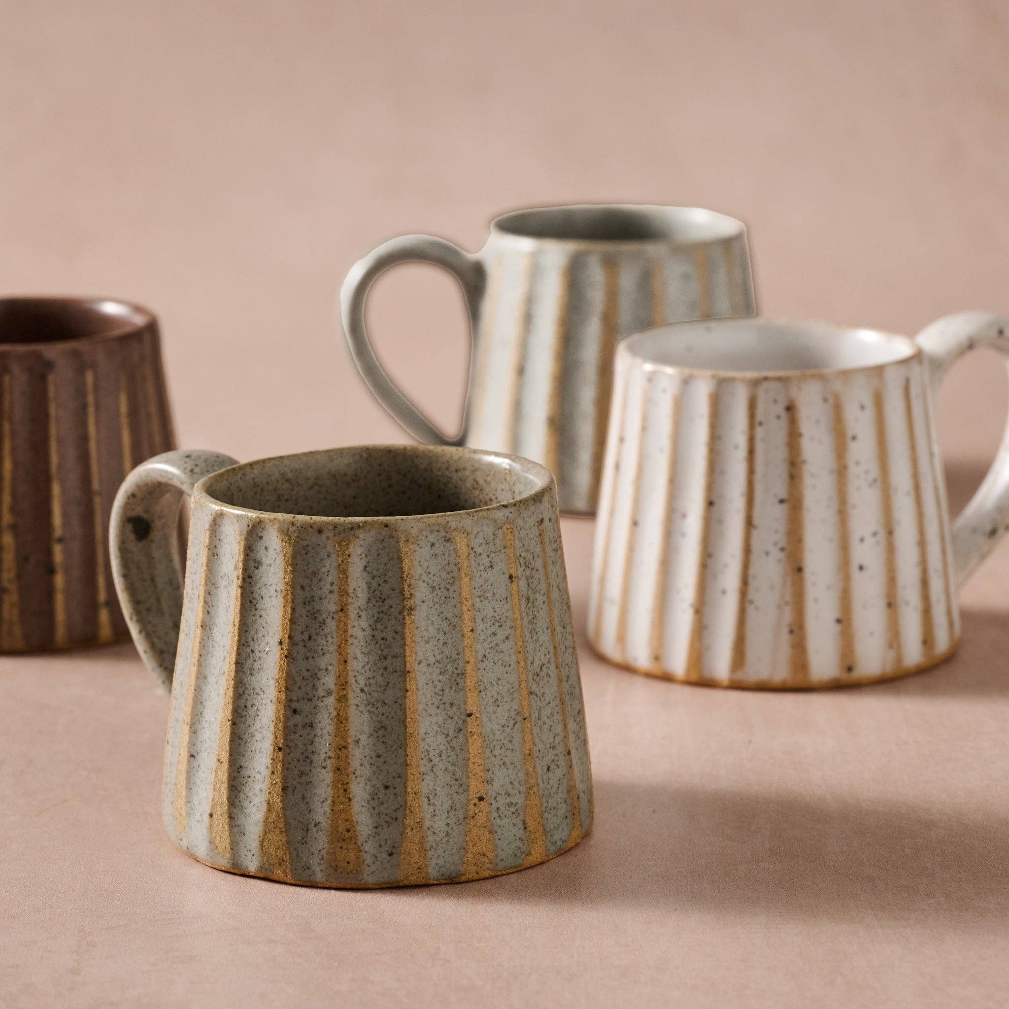 Sundara Conical Fluted Ceramic Espresso Mugs^