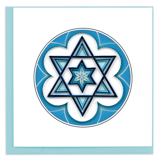 Quilled Greeting Card, "Blue Star of David"