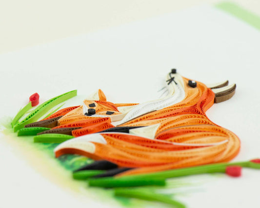Quilled Greeting Card, "Fox and Cub"