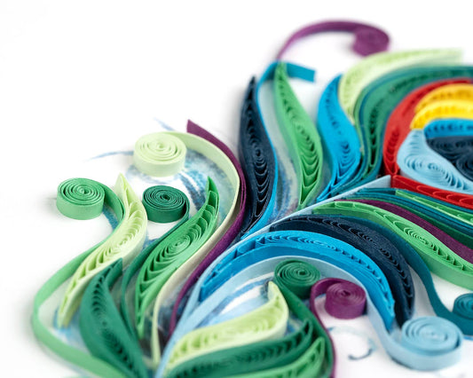 Quilled Greeting Card, "Peacock Feather"