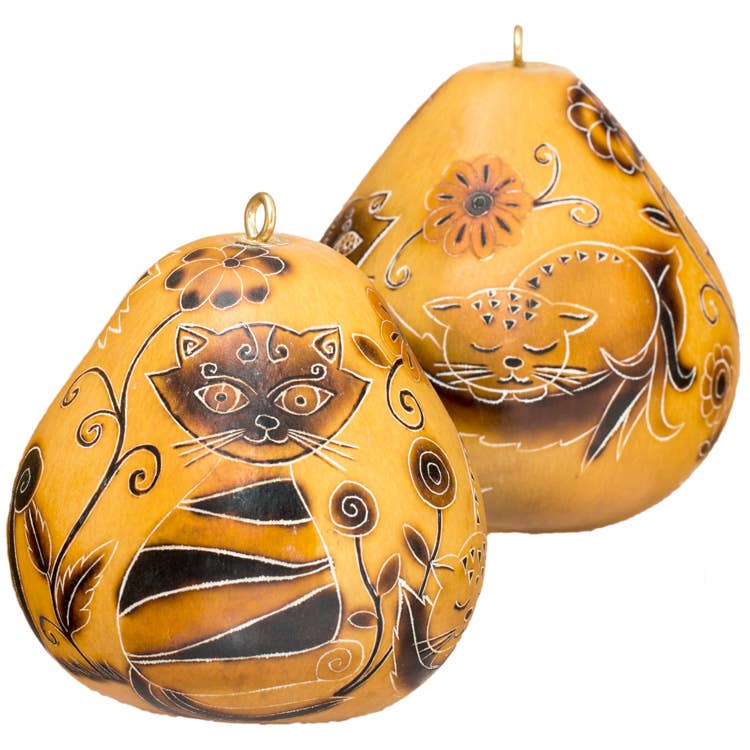 "Whimsy Cat" Gourd Ornament