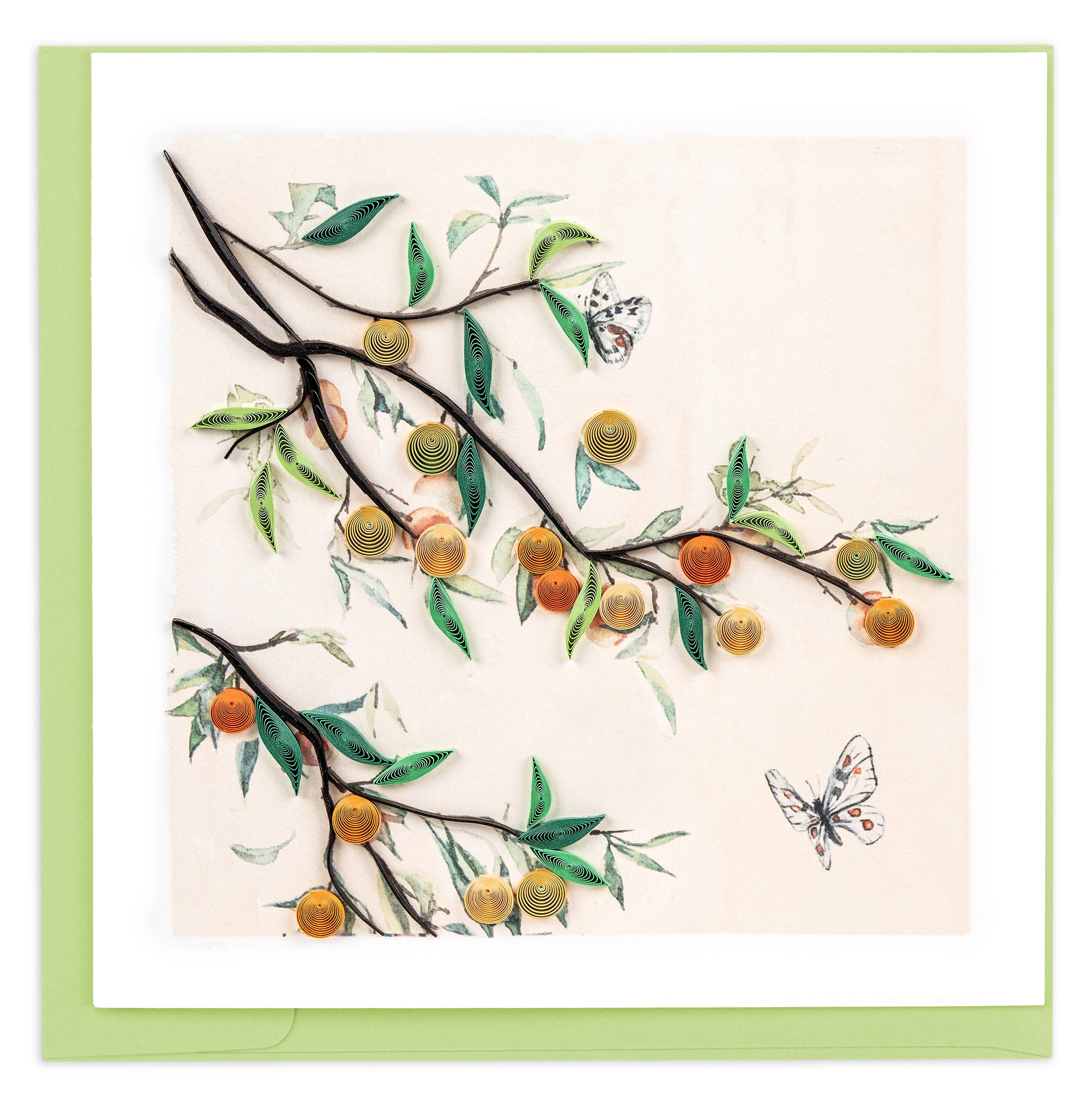 Quilled Greeting Card, "Plum Branch & Butterflies"