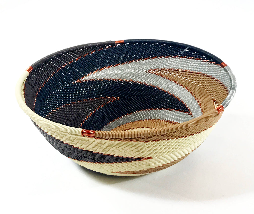 Large Round with Base Zulu Wire Basket, Assorted Colors^