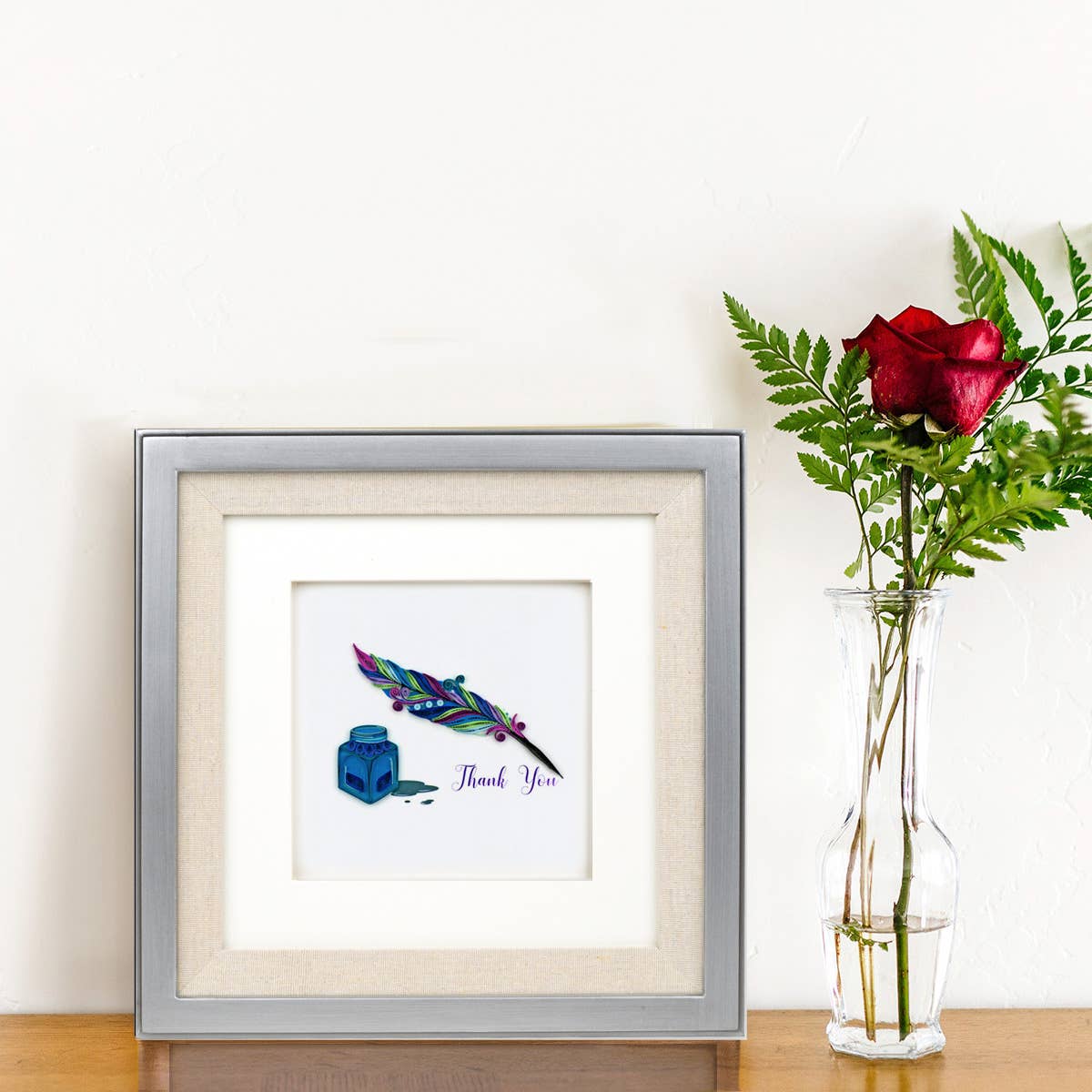 Quilled Greeting Card, "Thank You Quill & Ink"