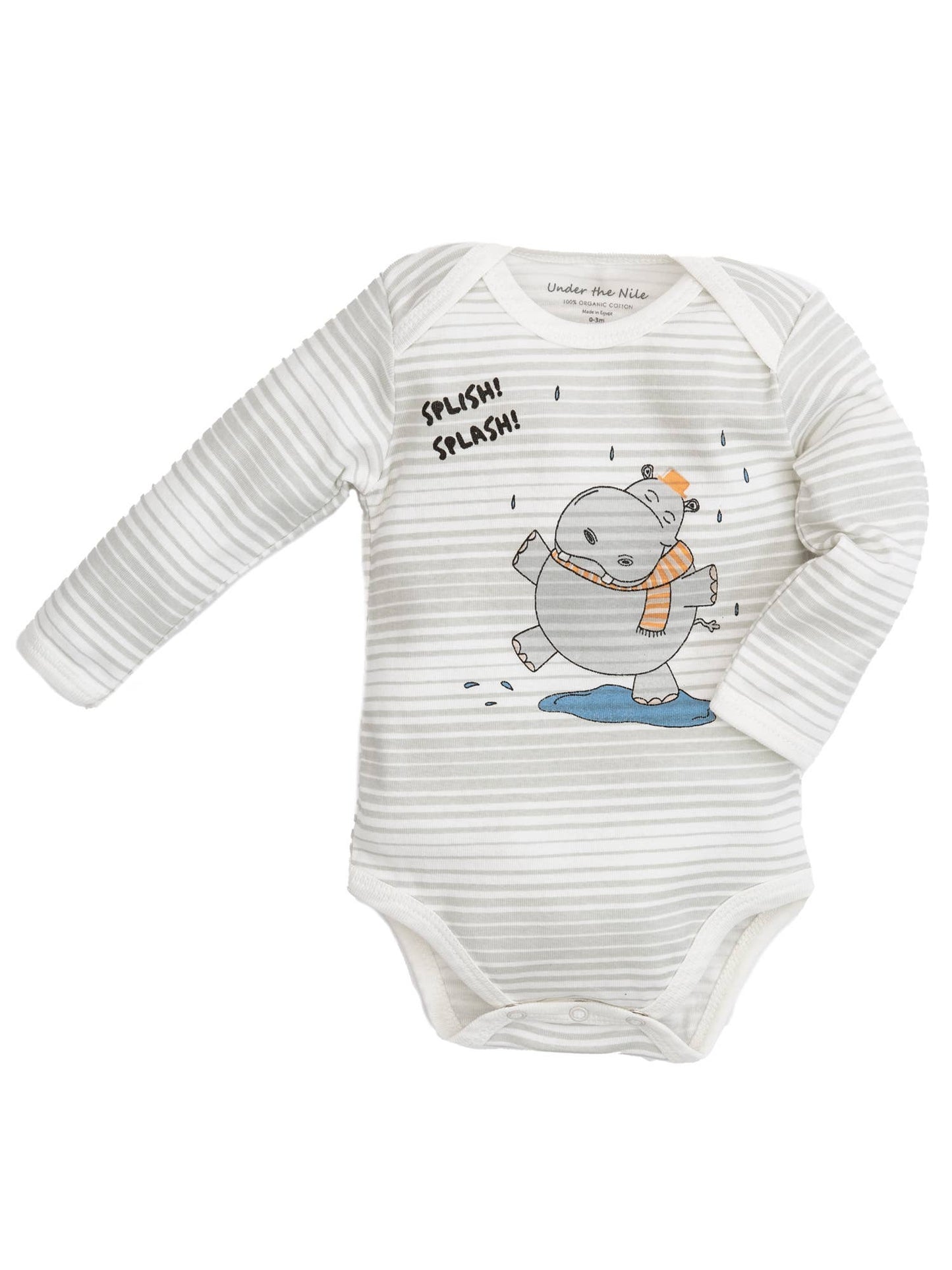 Organic Graphic Bodysuit, "Splash Hippo"