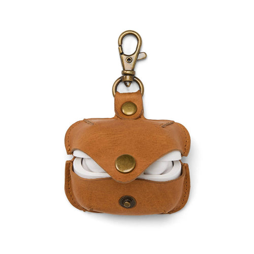 Camel Tan Leather Earbud Case