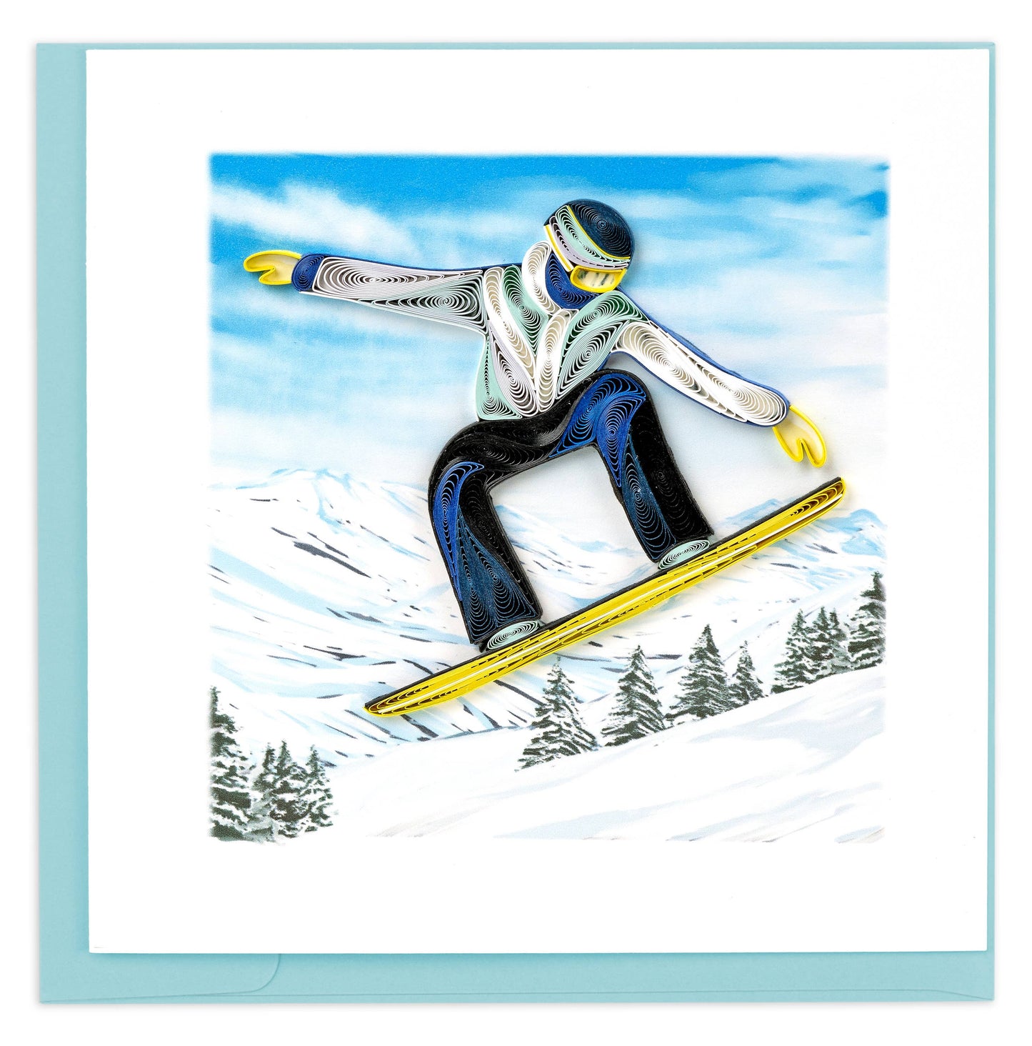 Quilled Greeting Card, "Backcountry Snowboarder"